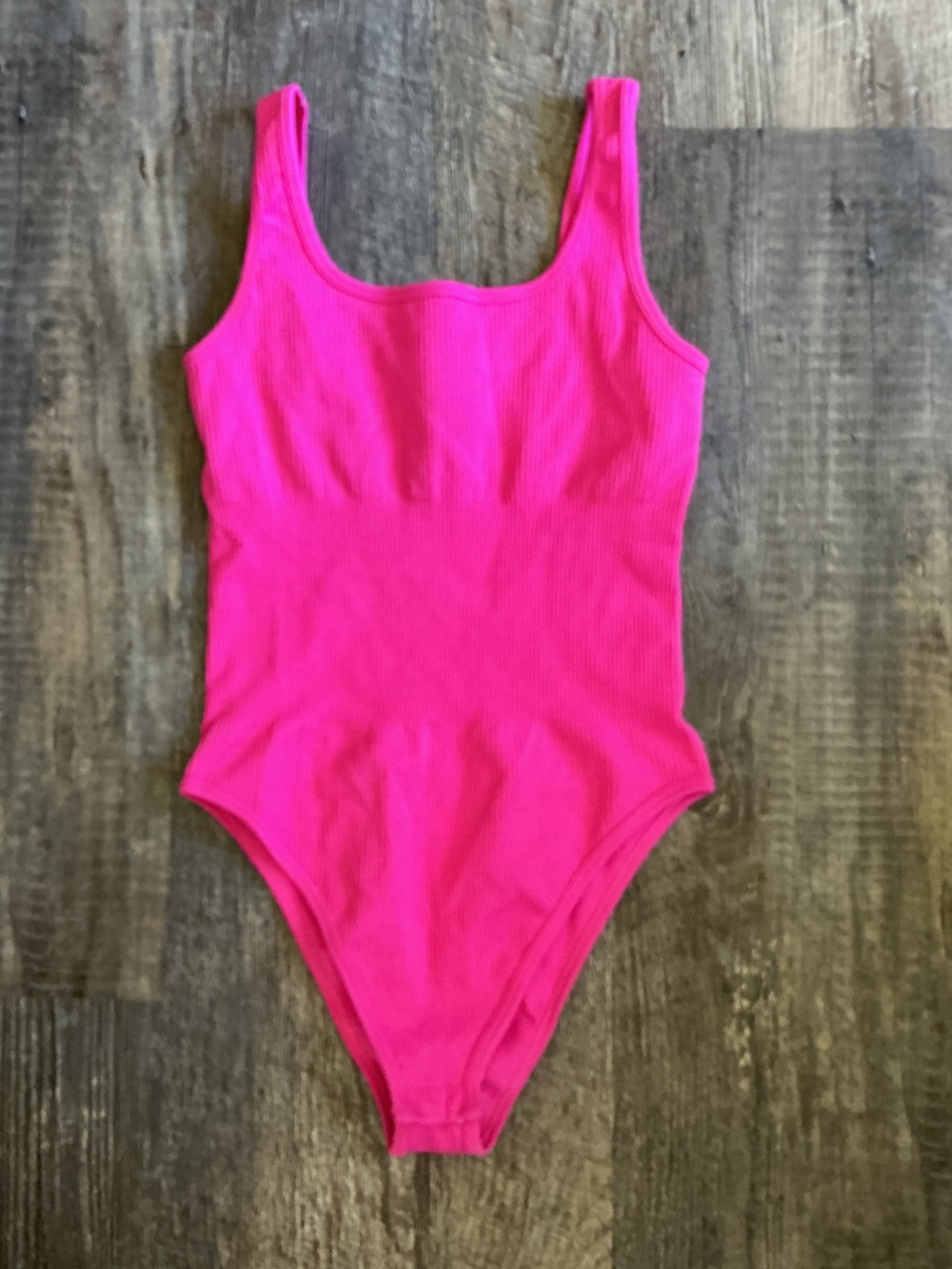 OQQ Vibrant Pink Ribbed Tank Top Bodysuit